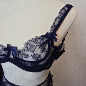 Agent Provocateur Willa Blue Bra &  Garter Lingerie Set (NO THONG!) NWOT 2 piece
