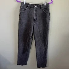 Vintage Riders Classic High-Waist Striaght Mom Jeans,  Dark Black Denim, Size 10