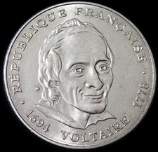 France 5 Francs 1994 Voltaire Coin WCA B705