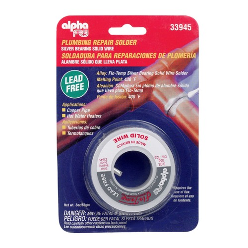 Alpha AM33945 Silver-Bearing Alloy 3 oz. Lead-Free Plumbing Solder 0.12 Dia. in.