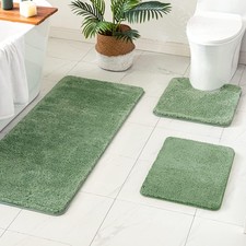 MIULEE 3-Piece Bathroom Rug Set, Non-Slip Microfiber, Toilet Mat  Runner