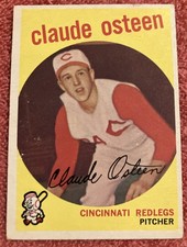 1959 Topps Claude Osteen Rookie Card RC #224 Cincinnati Reds. rookie card picture