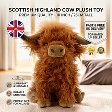 Clever Brown Highland Cow Coo Cuddly Toy Plush Stuffed Scottish Scotland Gift