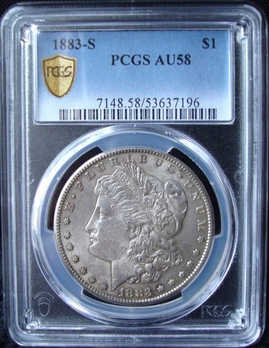 1883-S Morgan Silver Dollar - PCGS AU 58 - Gold Shield