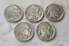 5 Buffalo Nickels With Dates ~ 1928, 1934, 1935, 1936, 1937  Good condition