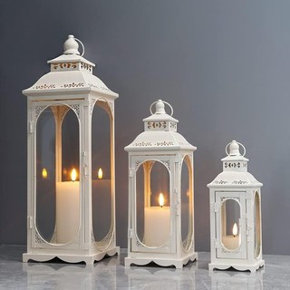 Set of 3 Vintage Candle Lanterns 26/35/50 cm Metal Candlesticks Holder Auction