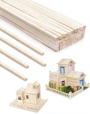 Benvo 100 Pieces Balsa Wood Sticks Square Wooden Dowels Unfinished Hardwood S...