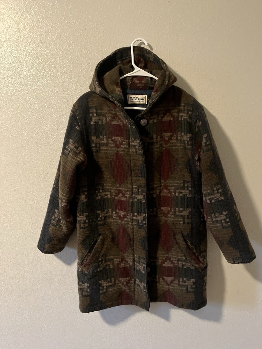 Vtg L.L. BEAN Women's Hooded Wool Coat Sz M | eBay