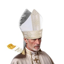 Bishop Hat Papal Mitre Clergy Costume Prop Headgear for Hallween Cosplay Part...