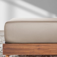 Soft 100 Cotton Fitted Sheet King, Deep Pocket, Durable Sateen, All-Around E...