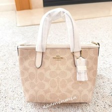 Coach City Mini Tote Bag In Signature Canvas CW032 Gold