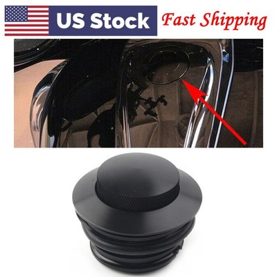 For Harley Black Motorcycle Flush Pop Up Reservoir Gas Cap Vented Tank Cover
