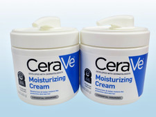 CERAVE MOISTURIZING CREA FACE & BODY W/ PUMP NORMAL TO DRY SKIN 16 OZ NWOB 2PC.