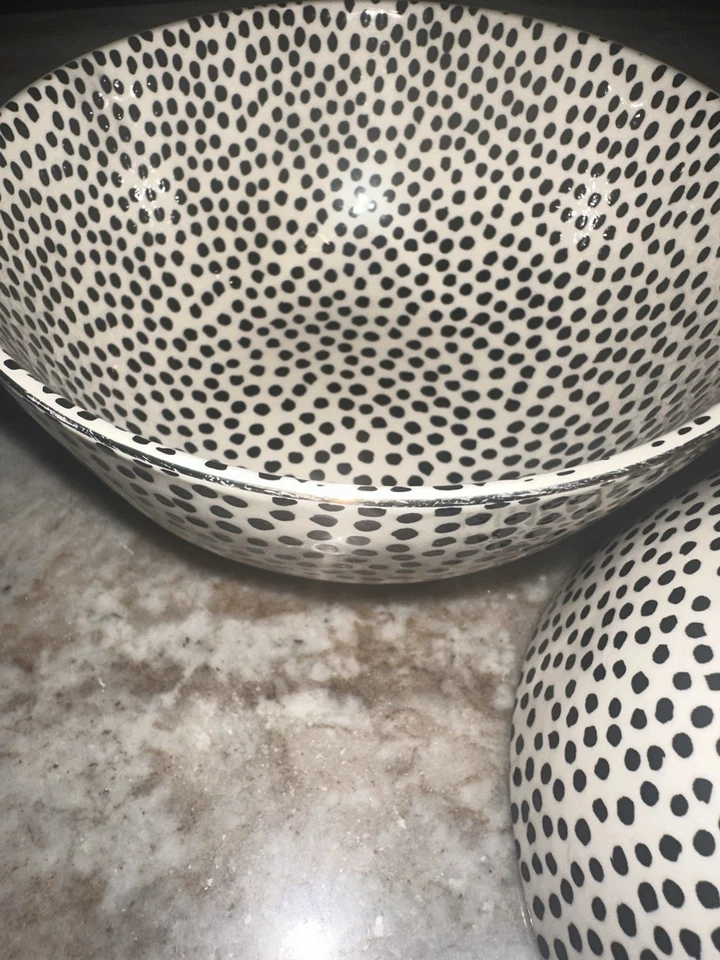 Conjunto de 2 tigelas de sopa de cereais coleção de pontos de grés tomilho e mesa bolinhas - Imagem 3 de 4