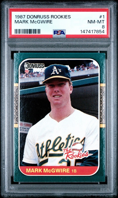 1987 DONRUSS ROOKIES #1 MARK MCGWIRE PSA 8