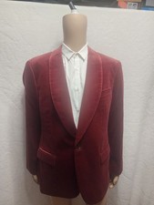JCREW Men's SlimFit Red Velvet Shawl Collar Lapel Dinner Jacket Blazer Size 44R