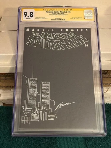 Amazing Spider-Man #36 CGC 9.8 SS Scott Hanna Memorial World Trade Towers Sketch