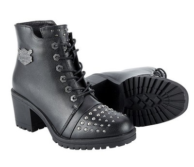 MILWAUKEE RIDERS WOMEN'S LEATHER STUDDED MOTORCYCLE BOOTS SHOES - DD2