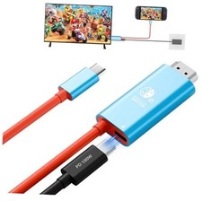  for Switch 2/OLED USB C to HDMI Adapter Cable 6.6FT, 4K 60Hz 100W PD Blue Red