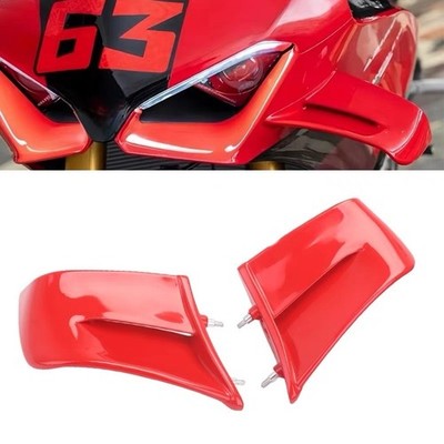 For Ducati Panigale V4 R S 2022-2024 Gloss Red Front Spoiler Fixed Wind Winglets