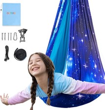 Sensory Swing Kids Double Layer Therapy Hammock Indoor Swing W/ 360 Swivel