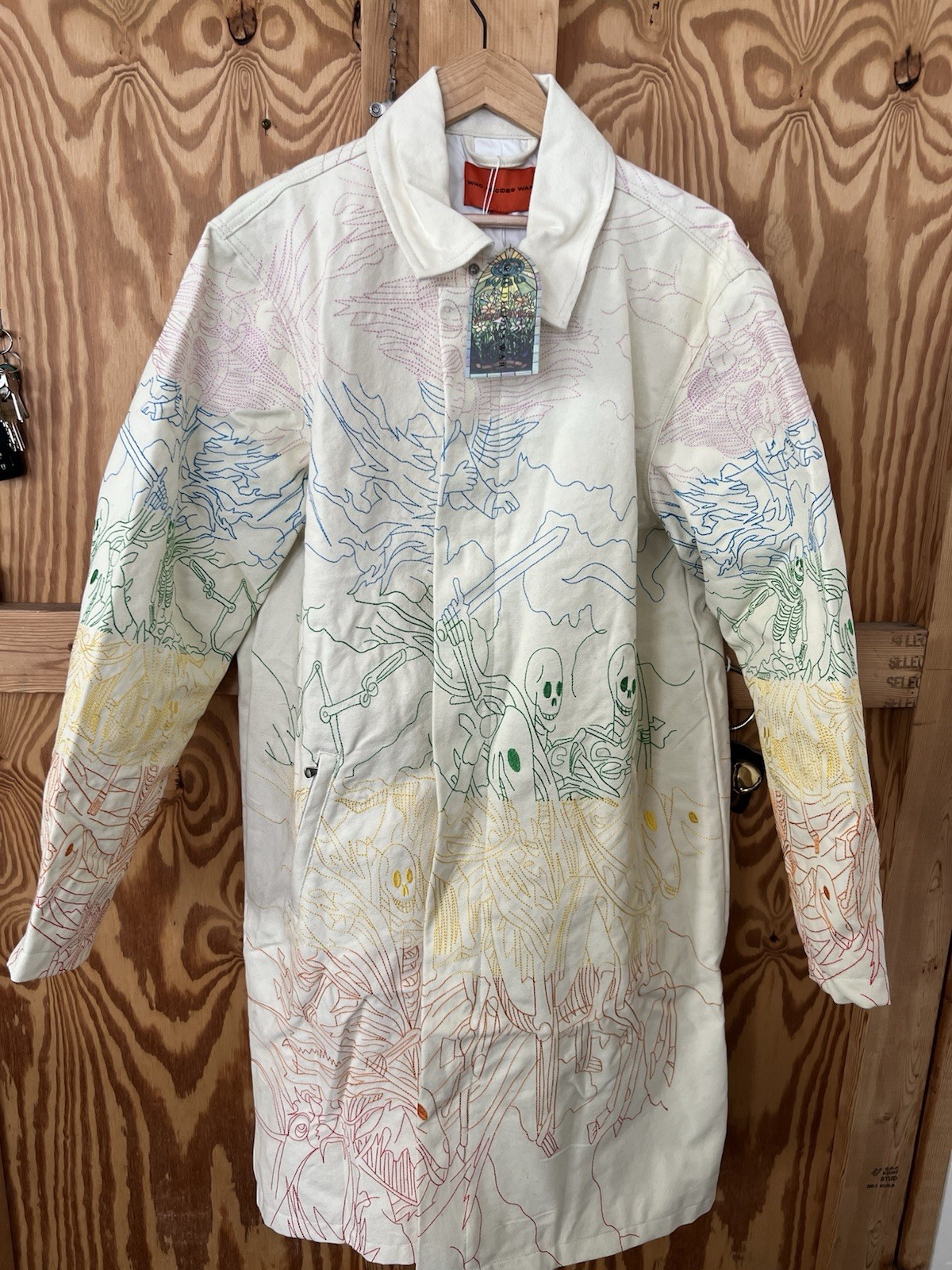 Who Decides War Four Horseman Trench Coat Men’s Sz L Multicolor $800 NEW