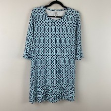 Lulu B Mini Dress Womens Large Navy Blue 3/4 Sleeves Tiered Hem