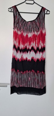 Comma Kleid bunt 38 M  Midi Buisness Hochzeit Cocktail Slip On Pink Schwarz