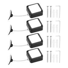 4Set 6.6ft Retractable Remote Tether Remote Cable Lock Black Plastic Cap