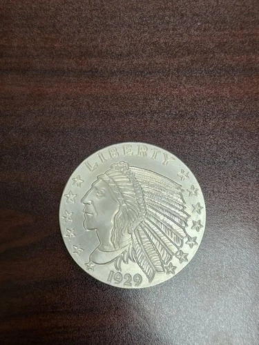 Rare 1929 Buffalo Indian Head Liberty 5 Oz .999 Silver Bullion Round