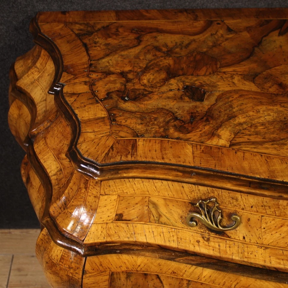 Commode vénitienne meuble en bois 3 tiroirs style ancien buffet chiffonier 900 - Photo 4/4