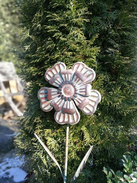 Vintage Blume Stefan Antik-GrüN BlüTe Gartenstecker Shabby Chic Gartendeko-image