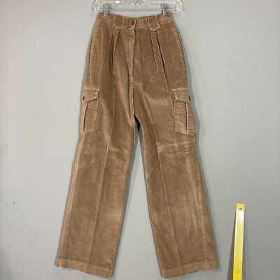 VTG Womens Thick Corduroy Pants 70s 80s Trouser 24'' Waist Sears Beige Cargo