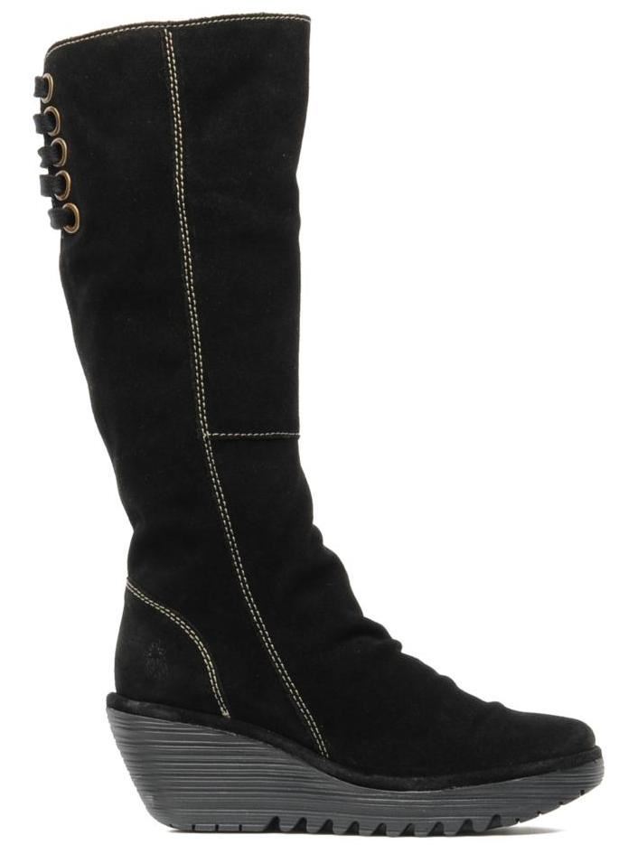 Fly london Yust Black Oil Suede Womens 