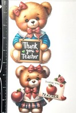 Lot of 2 Thank You Teacher Bears School SINGLE LAYER Embellishments 138
