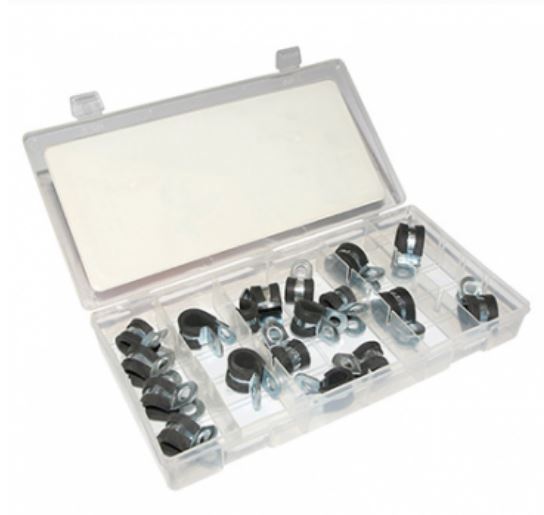 Coffret de 18 colliers de serrage zingués et caoutchouc de 1/4 à 5/8 pouce pour tuyauterie