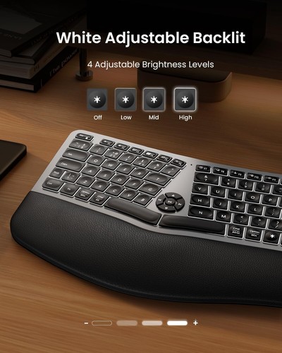 EK01 Plus Wireless Ergonomic Keyboard, Backlit - QUALITY AWARD WINNING COMFORT! - Picture 7 of 13