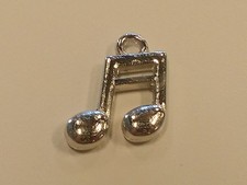 Alloy Musical Note Pendant, Platinum, 16x14x3mm, hole: 1.5mm, Qty 3