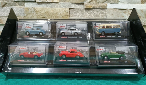 SCHUCO - SET 6 AUTO STORICHE (PORCHE - VW - MERCEDES) SCALA 1/72 - Foto 2 di 9