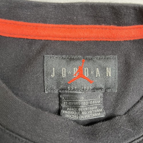 Air Jordan Shirt Youth Large 12-13 Black Colorful Embroidered Logo Long Sleeve - Picture 5 of 14
