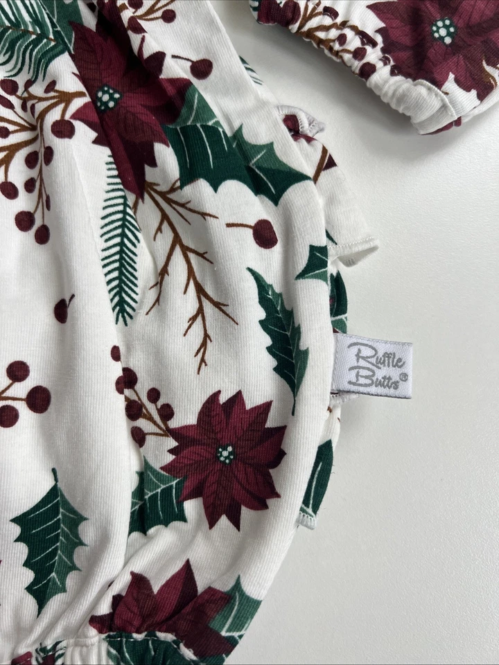 Mameluco Ruffle Butts Merry & Bright Bubble Talla 12-18 Meses Nuevo con Etiquetas Foto 2 de 4