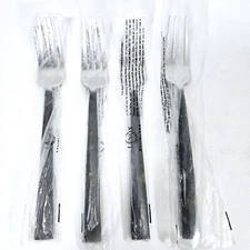 Lenox MEDITERRA 4 Dinner Forks China Black Accent 18/10 Stainless Steel