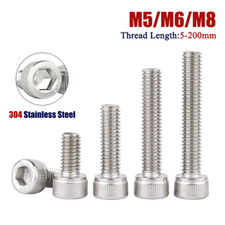 M5/M6/M8 Hex Socket Head Cap Screws Allen Key Bolts 304 Stainless Steel