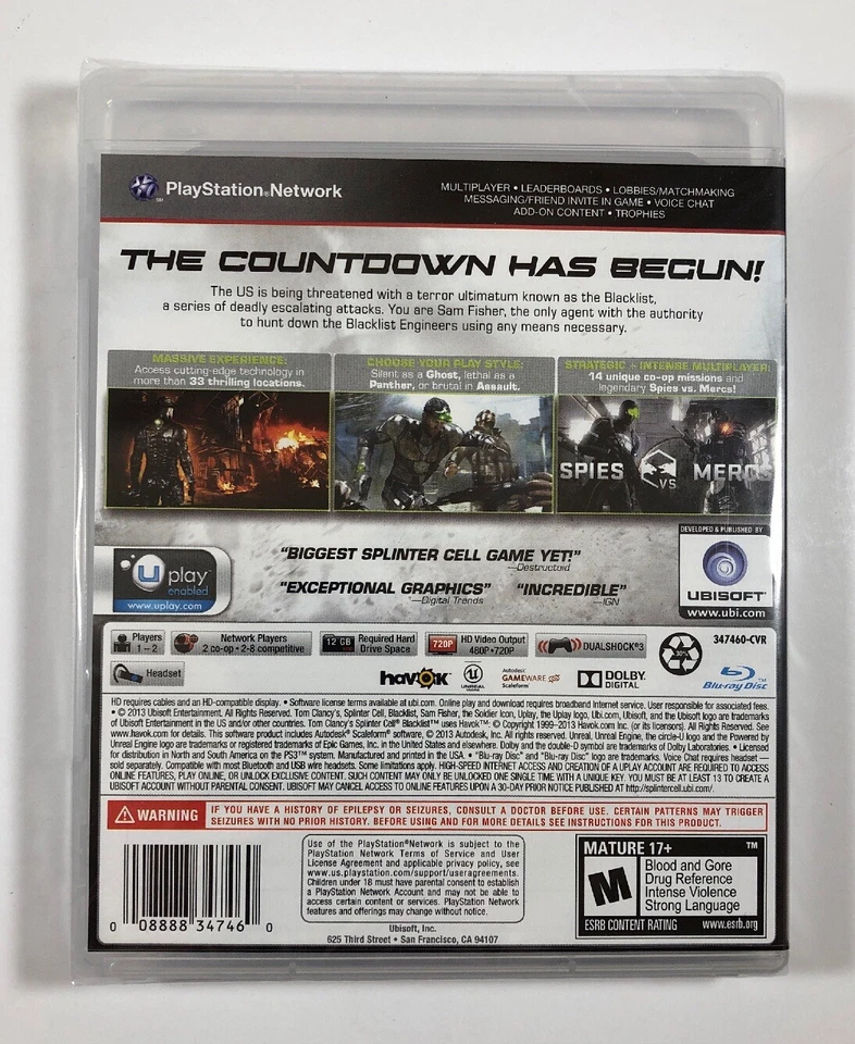 Tom Clancy's Splinter Cell Blacklist (Sony PlayStation 3 / PS3) NEW, Ships TODAY - Image 2 of 4