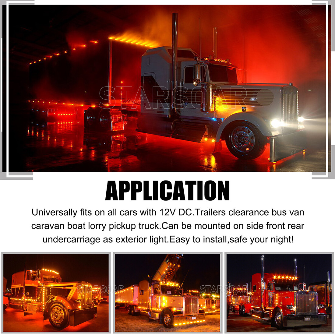 10pcs Side Marker Lights Red Amber Dual Color LED Truck Trailer Light Round 4.7 - Foto 9