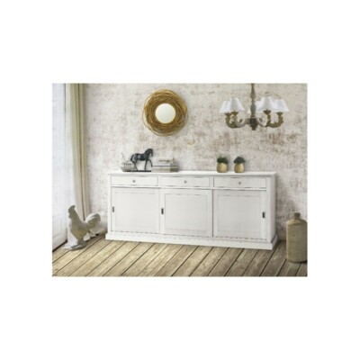 3 DOOR SIDEBOARD 3 DRAWERS MATTE WHITE ARTE POVERA CLASSIC