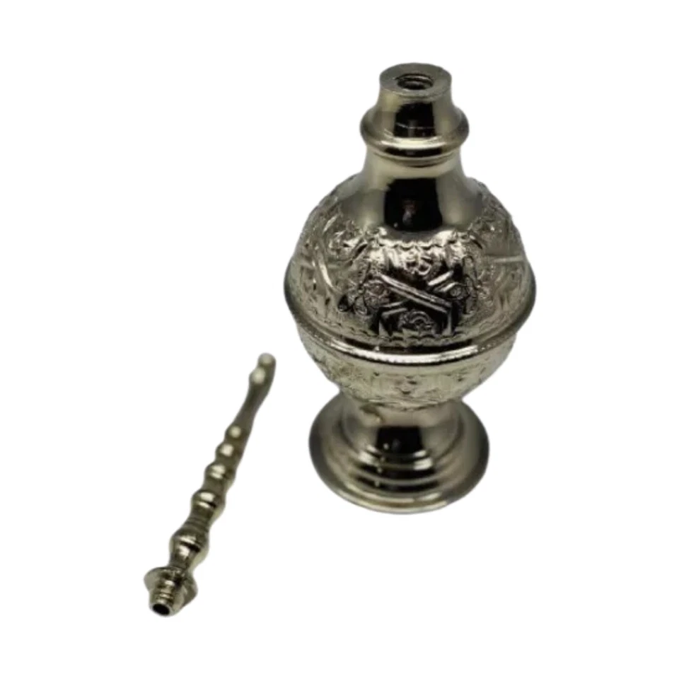 Aspersor de agua de rosas de plata marroquí - Botella de perfume de metal grabada a mano Foto 3 de 4