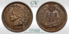 1901 Indian Cent CACG AU-58 CAC