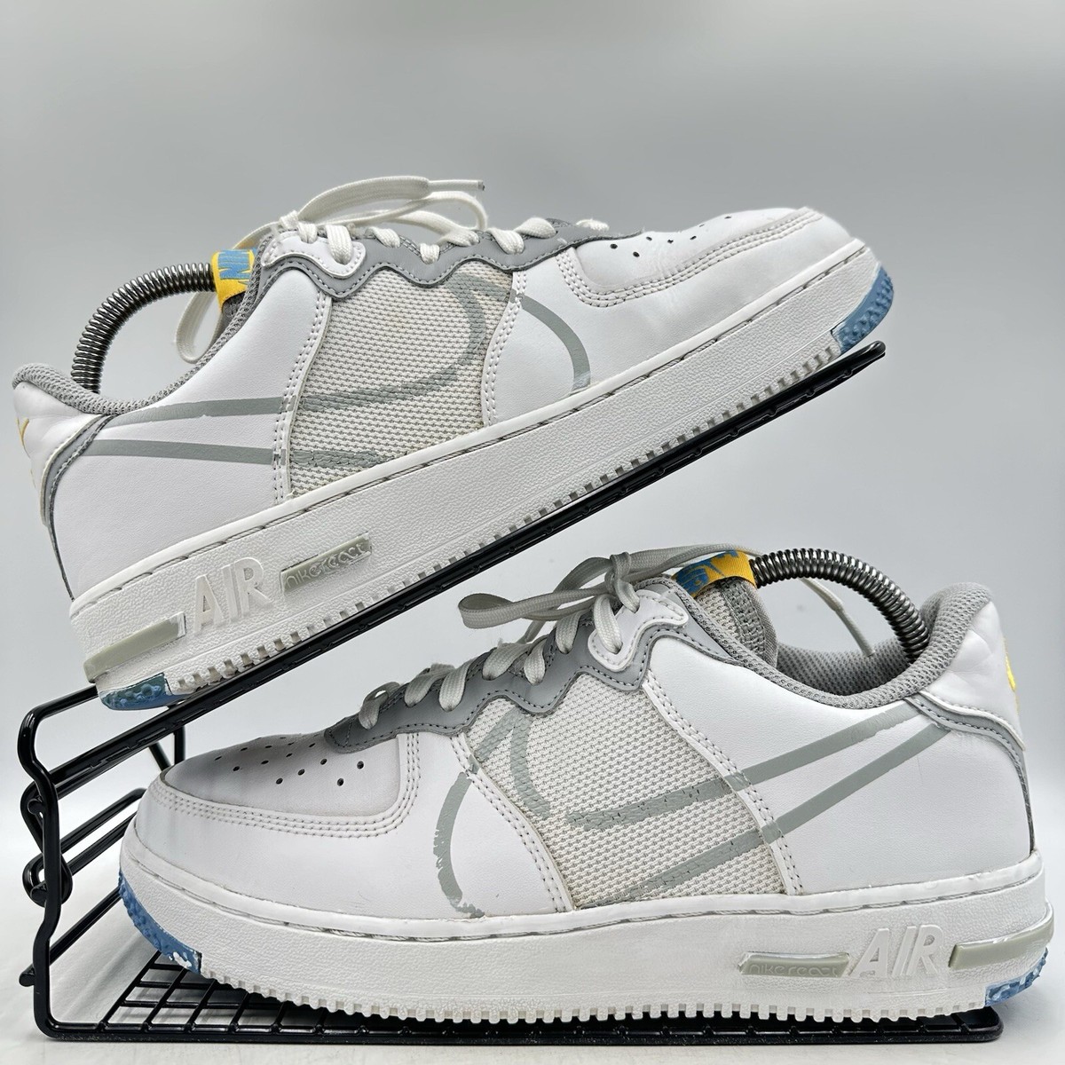 Nike Air Force React White Grey Blue Trainers Size UK Mens