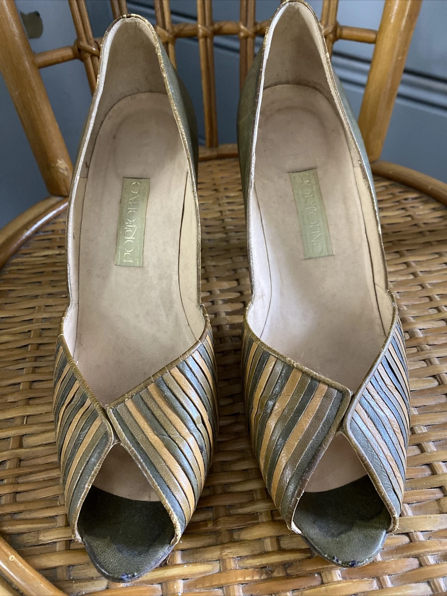 Portofino striped leather slides